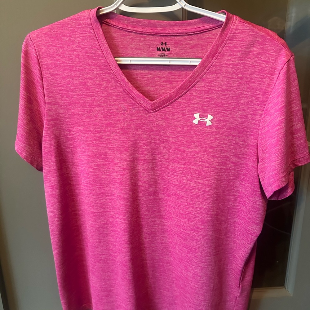 Under Armour Heathered Pink V-Neck Tee